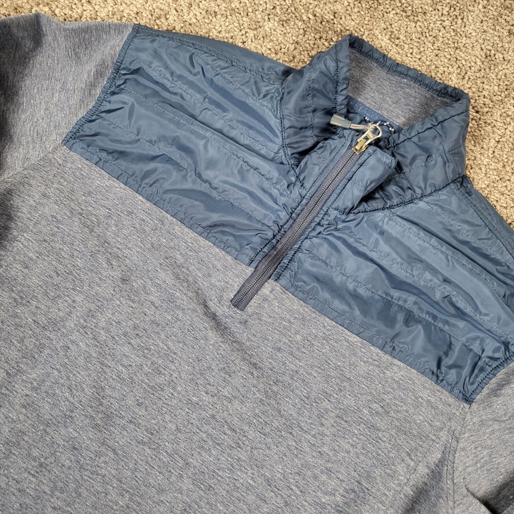 Eddie Bauer 1/4 Zip Pullover Mens XL Blue Excellent Quilted Hybrid 1226392